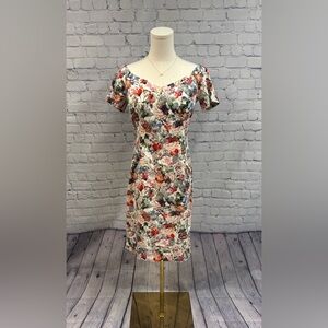 Zara Red and Orange Flutter Sleeve Sundress Size Large